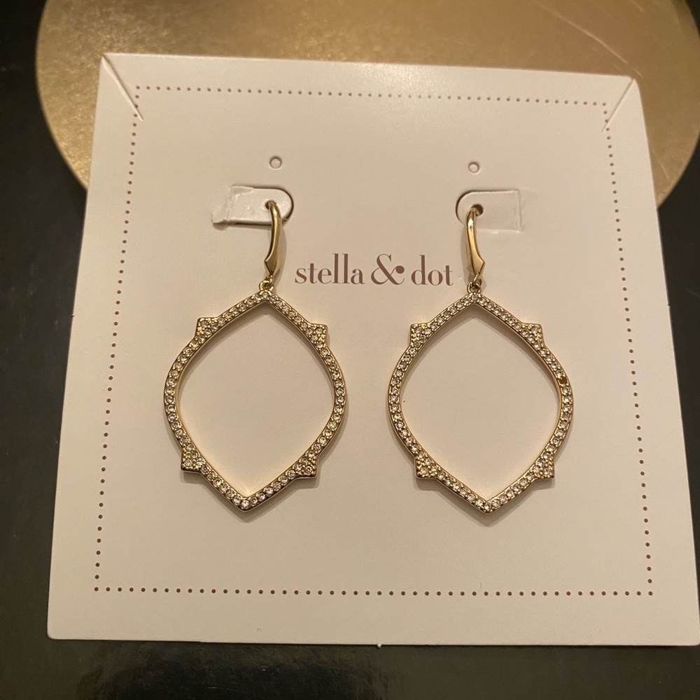 Stella and Dot Pave Open Chandeliers in gold